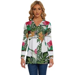 Tropical T- Shirt Tropical Graceful Anomaliflor T- Shirt Long Sleeve Drawstring Hooded Top