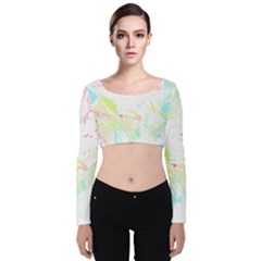 Tropical T- Shirt Tropical Graceful Blossoming T- Shirt Velvet Long Sleeve Crop Top by maxcute