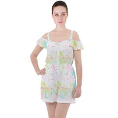 Tropical T- Shirt Tropical Graceful Blossoming T- Shirt Ruffle Cut Out Chiffon Playsuit by maxcute