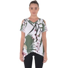 Tropical T- Shirt Tropical Graceful Cauliflory T- Shirt Cut Out Side Drop Tee by maxcute