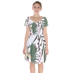 Tropical T- Shirt Tropical Graceful Cauliflory T- Shirt Short Sleeve Bardot Dress by maxcute