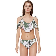 Tropical T- Shirt Tropical Graceful Cauliflory T- Shirt Ruffle Edge Tie Up Bikini Set	 by maxcute