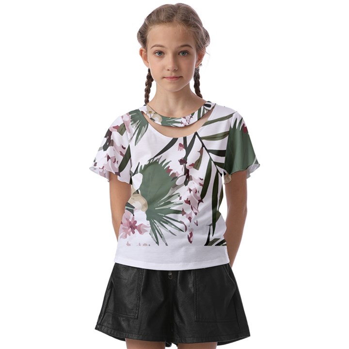 Tropical T- Shirt Tropical Graceful Cauliflory T- Shirt Kids  Front Cut Tee