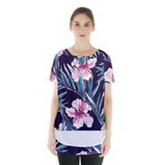 Tropical T- Shirt Tropical Graceful Flower T- Shirt Skirt Hem Sports Top by maxcute