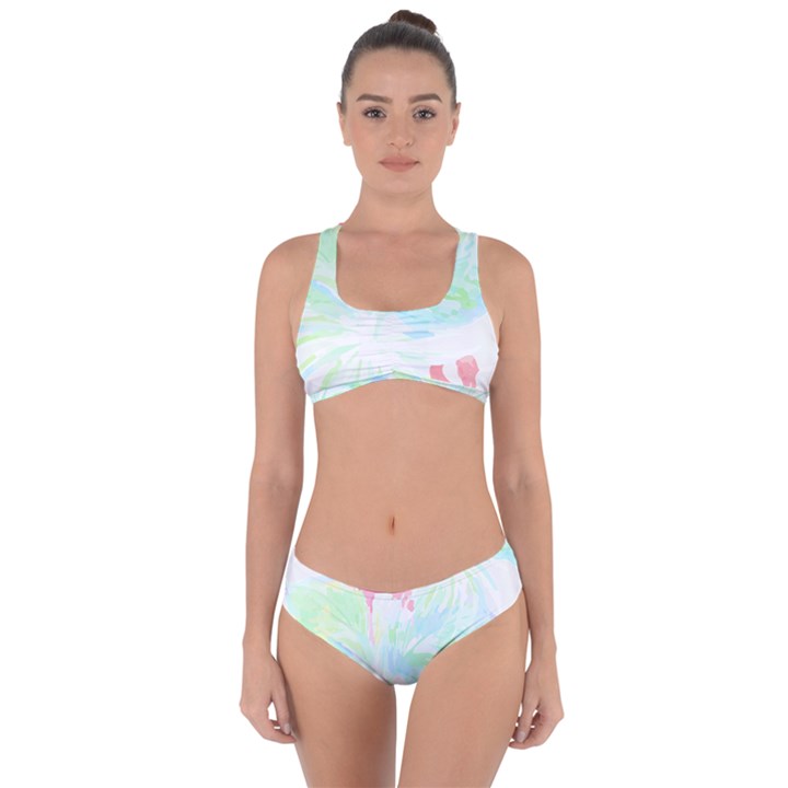 Tropical T- Shirt Tropical Graceful Forestry T- Shirt Criss Cross Bikini Set