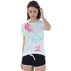 Tropical T- Shirt Tropical Graceful Forestry T- Shirt Short Sleeve Open Back Tee