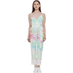 Tropical T- Shirt Tropical Graceful Forestry T- Shirt V-neck Spaghetti Strap Tie Front Jumpsuit by maxcute