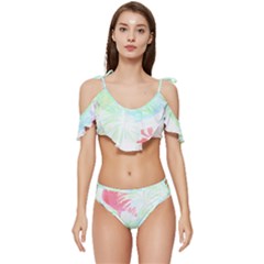 Tropical T- Shirt Tropical Graceful Forestry T- Shirt Ruffle Edge Tie Up Bikini Set	 by maxcute