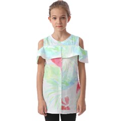 Tropical T- Shirt Tropical Graceful Forestry T- Shirt Fold Over Open Sleeve Top