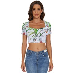 Tropical T- Shirt Tropical Handsome Preforation T- Shirt Short Sleeve Square Neckline Crop Top  by maxcute