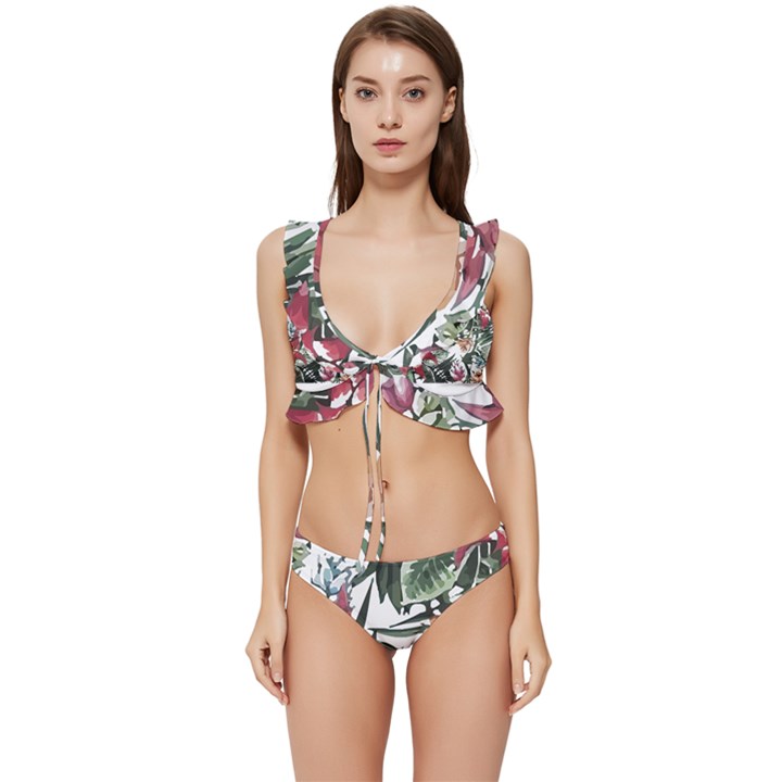 Tropical T- Shirt Tropical Handsome Sprout T- Shirt Low Cut Ruffle Edge Bikini Set