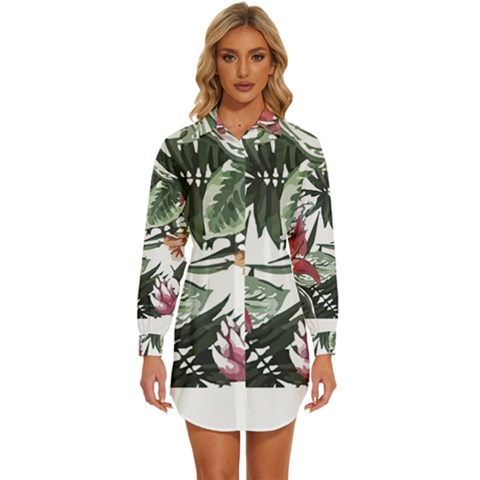 Tropical T- Shirt Tropical Handsome Sprout T- Shirt Womens Long Sleeve Shirt Dress by maxcute