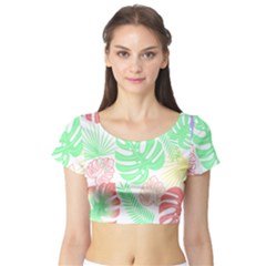 Tropical T- Shirt Tropical Leaves T- Shirt Short Sleeve Crop Top