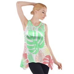 Tropical T- Shirt Tropical Leaves T- Shirt Side Drop Tank Tunic