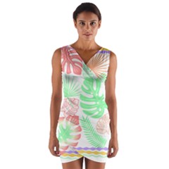 Tropical T- Shirt Tropical Leaves T- Shirt Wrap Front Bodycon Dress by maxcute