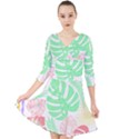 Tropical T- Shirt Tropical Leaves T- Shirt Quarter Sleeve Front Wrap Dress View1