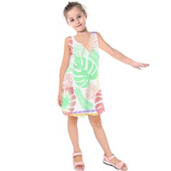 Tropical T- Shirt Tropical Leaves T- Shirt Kids  Sleeveless Dress