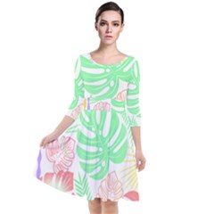 Tropical T- Shirt Tropical Leaves T- Shirt Quarter Sleeve Waist Band Dress