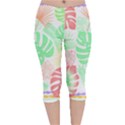 Tropical T- Shirt Tropical Leaves T- Shirt Velvet Capri Leggings  View1