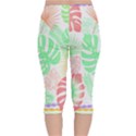 Tropical T- Shirt Tropical Leaves T- Shirt Velvet Capri Leggings  View2