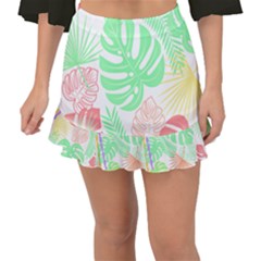 Tropical T- Shirt Tropical Leaves T- Shirt Fishtail Mini Chiffon Skirt