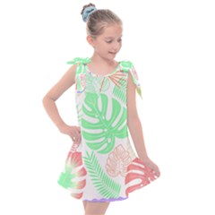 Tropical T- Shirt Tropical Leaves T- Shirt Kids  Tie Up Tunic Dress