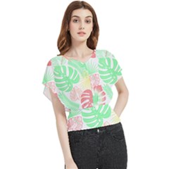 Tropical T- Shirt Tropical Leaves T- Shirt Butterfly Chiffon Blouse