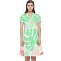 Tropical T- Shirt Tropical Leaves T- Shirt Short Sleeve Waist Detail Dress View1