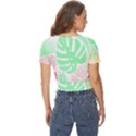 Tropical T- Shirt Tropical Leaves T- Shirt Twist Front Crop Top View4