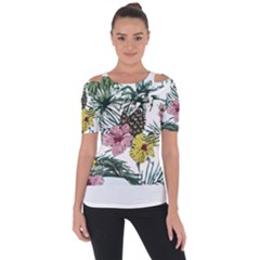 Tropical T- Shirt Tropical Magnificent Flower T- Shirt Shoulder Cut Out Short Sleeve Top by maxcute