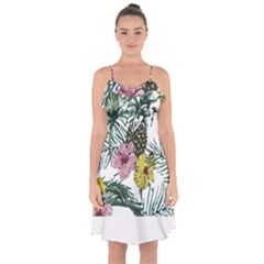 Tropical T- Shirt Tropical Magnificent Flower T- Shirt Ruffle Detail Chiffon Dress by maxcute