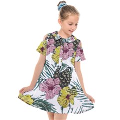 Tropical T- Shirt Tropical Magnificent Flower T- Shirt Kids  Short Sleeve Shirt Dress by maxcute