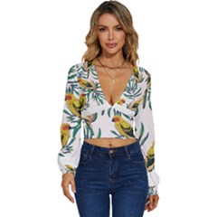 Tropical T- Shirt Tropical Magnificent Inforested T- Shirt Long Sleeve Deep-v Velour Top