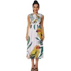 Tropical T- Shirt Tropical Magnificent Inforested T- Shirt Sleeveless Round Neck Midi Dress