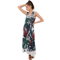 Tropical T- Shirt Tropical Magnificent Tiger T- Shirt V-neck Chiffon Maxi Dress by maxcute