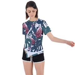 Tropical T- Shirt Tropical Magnificent Tiger T- Shirt Asymmetrical Short Sleeve Sports Tee by maxcute