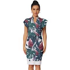 Tropical T- Shirt Tropical Magnificent Tiger T- Shirt Vintage Frill Sleeve V-neck Bodycon Dress