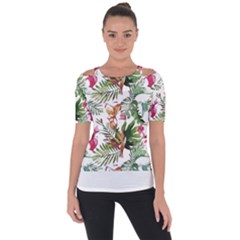 Tropical T- Shirt Tropical Majestic Floral T- Shirt Shoulder Cut Out Short Sleeve Top by maxcute