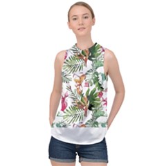 Tropical T- Shirt Tropical Majestic Floral T- Shirt High Neck Satin Top by maxcute