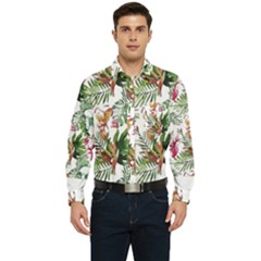 Tropical T- Shirt Tropical Majestic Floral T- Shirt Men s Long Sleeve Pocket Shirt  by maxcute