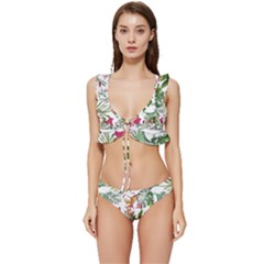 Tropical T- Shirt Tropical Majestic Floral T- Shirt Low Cut Ruffle Edge Bikini Set