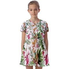 Tropical T- Shirt Tropical Majestic Floral T- Shirt Kids  Short Sleeve Pinafore Style Dress by maxcute