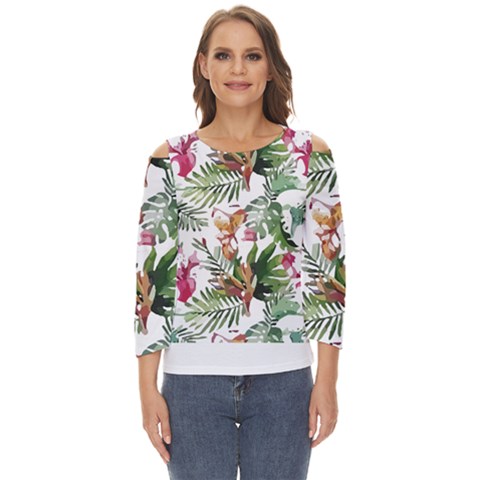 Tropical T- Shirt Tropical Majestic Floral T- Shirt Cut Out Wide Sleeve Top by maxcute