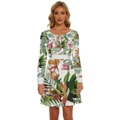 Tropical T- Shirt Tropical Majestic Floral T- Shirt Long Sleeve Wide Neck Velour Dress by maxcute