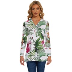 Tropical T- Shirt Tropical Majestic Floral T- Shirt Long Sleeve Drawstring Hooded Top by maxcute