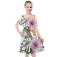 Tropical T- Shirt Tropical Modern Summer T- Shirt Kids  Cut Out Shoulders Chiffon Dress by maxcute