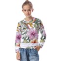 Tropical T- Shirt Tropical Modern Summer T- Shirt Kids  Long Sleeve Tee with Frill  View1