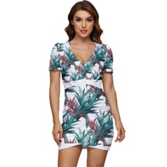 Tropical T- Shirt Tropical Modern Watercraft T- Shirt Low Cut Cap Sleeve Mini Dress