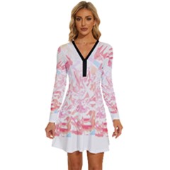 Tropical T- Shirt Tropical Noble Deform T- Shirt Long Sleeve Deep V Mini Dress 