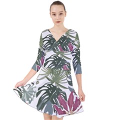 Tropical T- Shirt Tropical Pattern Antler T- Shirt Quarter Sleeve Front Wrap Dress by maxcute